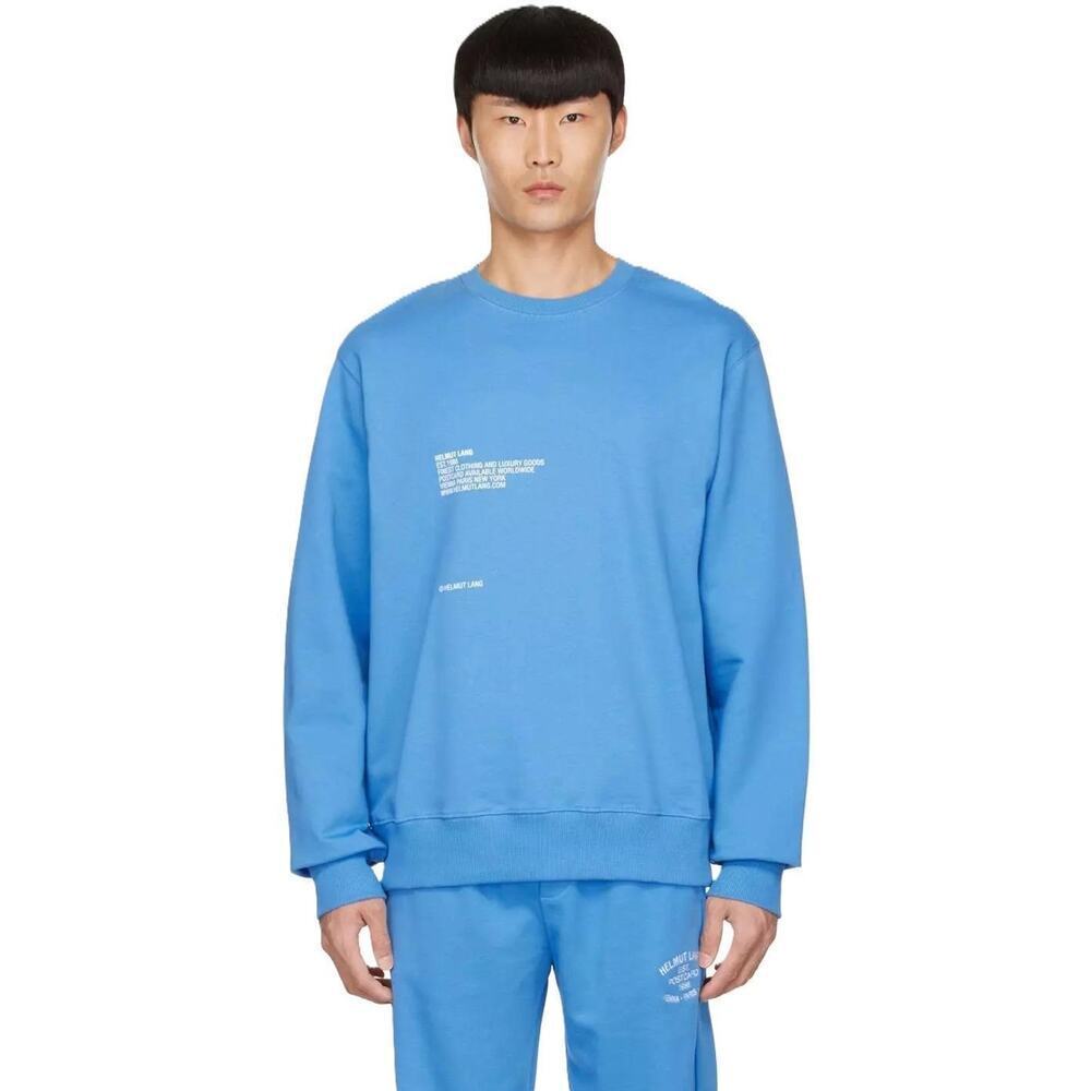 Helmut Lang Mens Postcard Graphic Sweatshirt Sz Small Pond Blue French Terry NWT - Picture 8 of 12